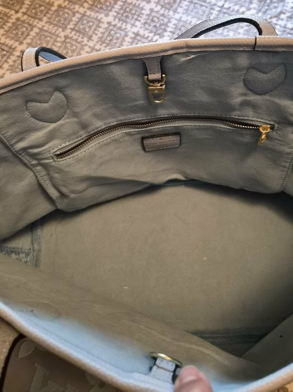 Gray Monogram Tote with Wristlet Pouch - Picture 4 of 8